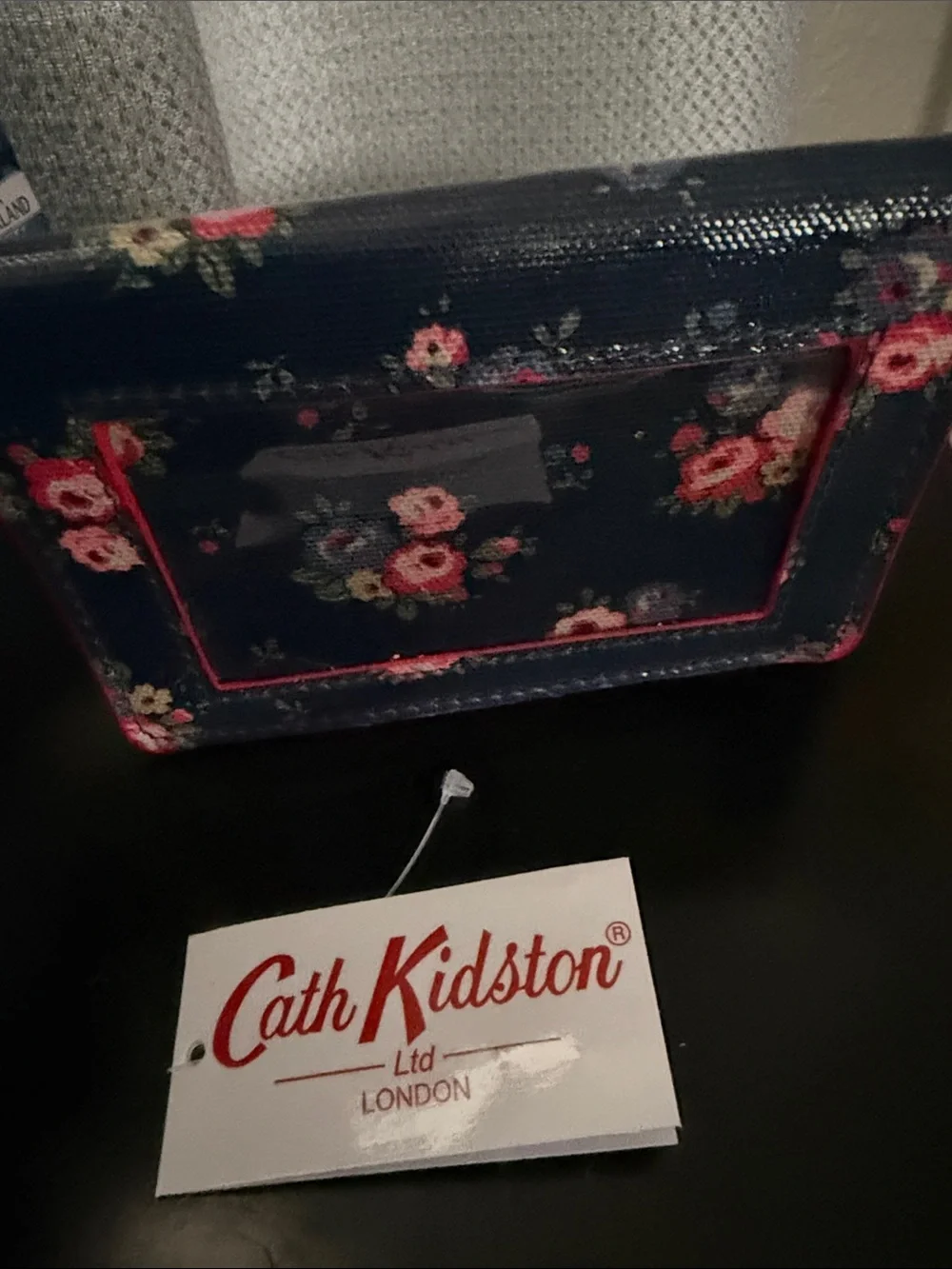 Cath Kidston Navy Floral Coin Card Holder Wallet Navy with Pink Roses